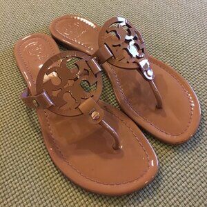 Tory Burch Sand/tan Patent Miller sandals Sz 8